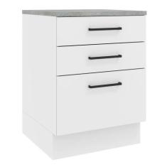 Balcão Madesa Agata 60 Cm 3 Gavetas - Branco Rustic/branco