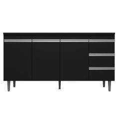 Balcão De Pia Cozinha 3 Portas 160 Cm Preto 1826 Sem Tampo