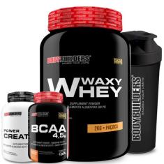 Kit Whey Protein Waxy Whey Pote 2kg + BCAA 4,5 100g + Power Creatina 1