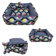 Cama Impermeável Com Travesseiro Para Cães E Gatos Cinza P - Nica pet