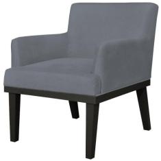 Poltrona Decorativa Para Sala de Estar e Recepção Beatriz Suede Cinza 