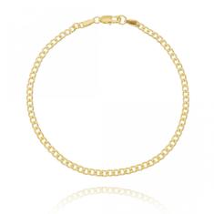 Pulseira Masculina Fina Elo Groumet Folheado Em Ouro 18K