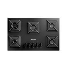 Cooktop a Gás Brastemp em Vidro Temperado com 05 Bocas e Chama Simmer Preto - BDD75BE
