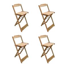 Kit 4 Banquetas Bistrô Dobravél Para Restaurante - Sem Pintura / Crua