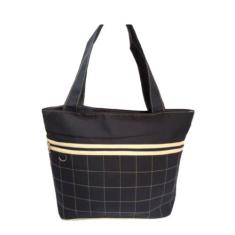 Bolsa Casual Ombro Bambuzal Oxford Feminina, Bege com preto