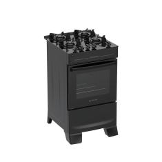 Fogão de Piso 4 Bocas Gás Atlas Mônaco Top Glass Mesa Vidro Temperado Acendimento Automático Preto Bivolt