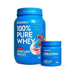 Combo Whey 100% Pure 900g e Creatina Pura 100g Probiótica-Unissex
