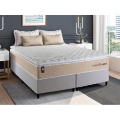 Conjunto Cama Box c/ Molas Ensacadas Alford Bege King 193x203x66 - Kin