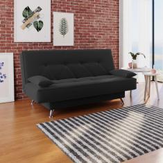 sofá cama 1,80m Flórida Suede Preto Adonai Estofados
