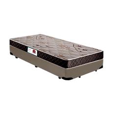 Cama Box Solteiro Colchão Espuma D33 Bordado + Box Sintético Bege Serra Negra 53x88x188