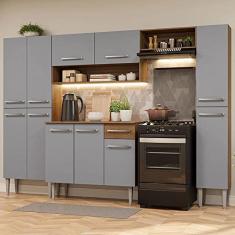 Cozinha Completa Madesa Emilly Hit com Armário, Balcão e Paneleiro - Rustic/cinza