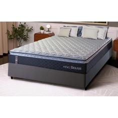 Conjunto Cama Box Casal Dakota Preto 138x188x57 Espuma D33
