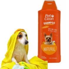 Shampoo Natural Petclean Banho E Tosa 700ml Cães Cachorros Gato Pet -
