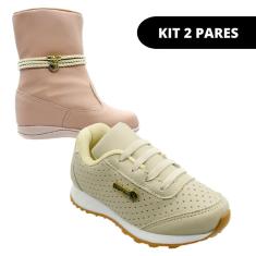Kit 2 Tênis e Botinha Feminina Infantil Menina Escolar-Feminino