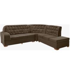 Sofá de canto 7 lugares Lord Mega Tecido Pavia Marrom