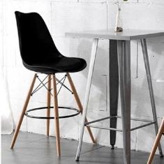 Banqueta Dsw-m Saarinen Empório Tiffany Preto/madeirado