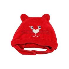Touca de Bebê Plush Gatinha - Vermelho M