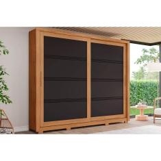 Guarda Roupa Casal 2 Portas de Correr e 4 Gavetas c/ Pés Medelín Nature/Preto - Henn