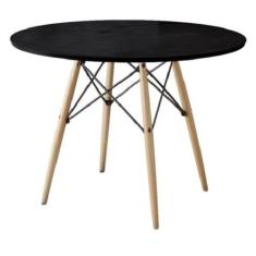 Mesa De Jantar Eiffel Redondo Tampo De Madeira 110cm Preto tampopreto 