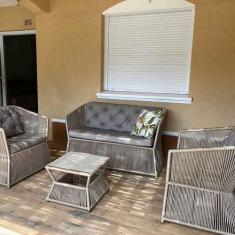 Conjunto de Sofá em Corda Náutica Bambu - 1 Sofá 2l + 2 Poltronas + 1 