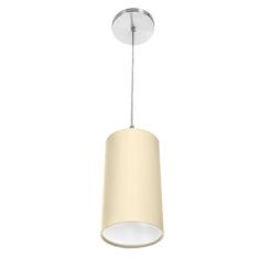 Lustre Pendente Cilindrica De Cupula 14x25cm Bege - MARRYLUZ
