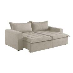 Sofá Cama 4 Lugares Retrátil Reclinável Linho M-184 Martins Creme