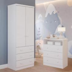 Quarto Infantil Completo Guarda Roupas 2 Portas 3 Gavetas Smim Gavetei
