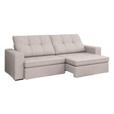 Sofá 3 Lugares Retrátil e Reclinável Flexforma Versalhes Veludo Marfim