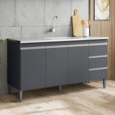 Balcão de Cozinha 3 Portas Barnsley Cinza Fosco - CASA H