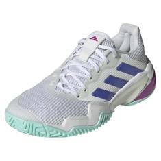 adidas Tênis feminino Barricade 13, Branco/cobalto azul/roxo explosão, 35