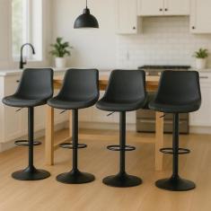 Kit 4 Banquetas Alta Estofada Para Bar Balcão Cozinha Americana Girató