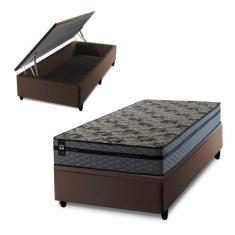 Conjunto Box Baú Montreal Cinza 88x188x71 c/ Molas Ensacadas - King Ho