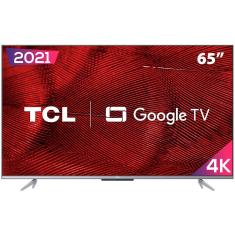 Smart TV LED 65" 4K TCL Google TV 65P725 UHD, HDR10, Dolby Vision Atmos, Bluetooth, Comando de voz à distância, Google Assistant e Borda Ultrafina