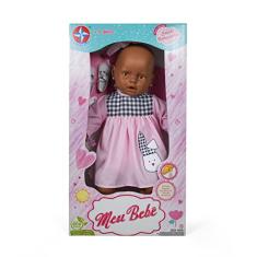 Boneca Meu Bebê Negro Vestido Rosa, Brinquedos Estrela