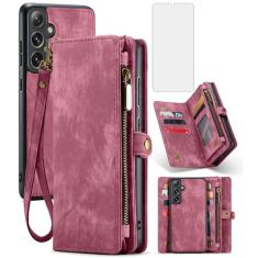 Asuwish Capa de telefone para Samsung Galaxy S24 5G carteira com zíper magnética destacável com protetor de tela de vidro temperado e suporte de cartão flip de couro PU acessórios de celular S 24 24S