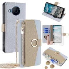 Asuwish Capa de telefone para Nokia X100 5G capa carteira com protetor de tela e espelho couro PU capa flip anel suporte cartão alça transversal suporte celular NokiaX100 X 100 100X TA-1399 mulheres