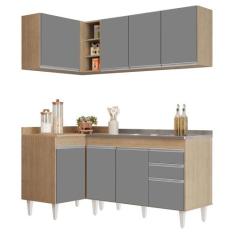 Armário de Cozinha Modulado de Canto Direito 4 Peças CP39 com Pia Inox