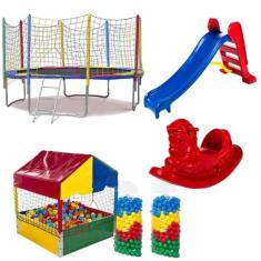 Cama Elástica Pula Pula 3,05m Resistente Piscina de Bolinhas 1,00m 100