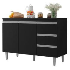 Balcão Pia Andréia 120cm com Tampo MDP - AJL Móveis, Preto