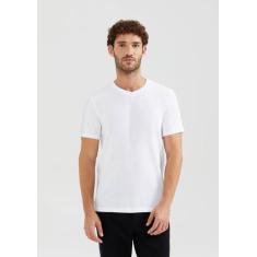 Camiseta Básica Masculina Slim Gola V Em Malha Flamê - Hering, M, Bran