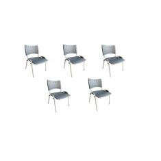 Kit 5 Cadeiras Iso Para Escola Escritório Comércio Cinza Base Branca