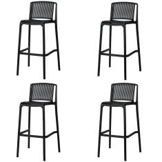 Kit 4 Banqueta Floripa Fratini 100 Cm (altura) Em Poliuretano (pu) Cor Preto