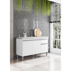 Balcão Gabinete de Pia Tatiane 120cm Branco S/Tampo - AJL Móveis