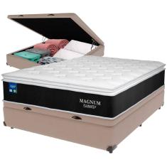 Cama Box Baú e Colchão Magnum Molas Ensacadas Casal Plumatex