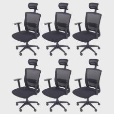 Kit 6 Cadeiras para Escritorio Presidente Nr17 Office 3317