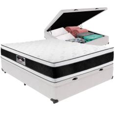 Cama Box Baú e Colchão Black & White Air Double Face Espuma D33 Casal Castor