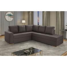 Sofá De Canto Com Chaise Lado Direito Laura Yescasa Marrom