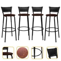 kit 4 Banquetas Cadeiras Bancos Altas Balcão Ilha Bar Bancada Cozinha 