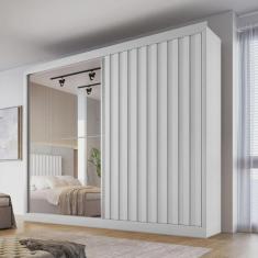Guarda Roupa Casal Com Espelho Atlanta-branco Acetinado Made Marcs