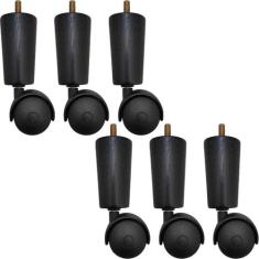 Conjunto 6 Pe De Cama Box Solteiro Baú Rodizio Para Moveis - Zanline